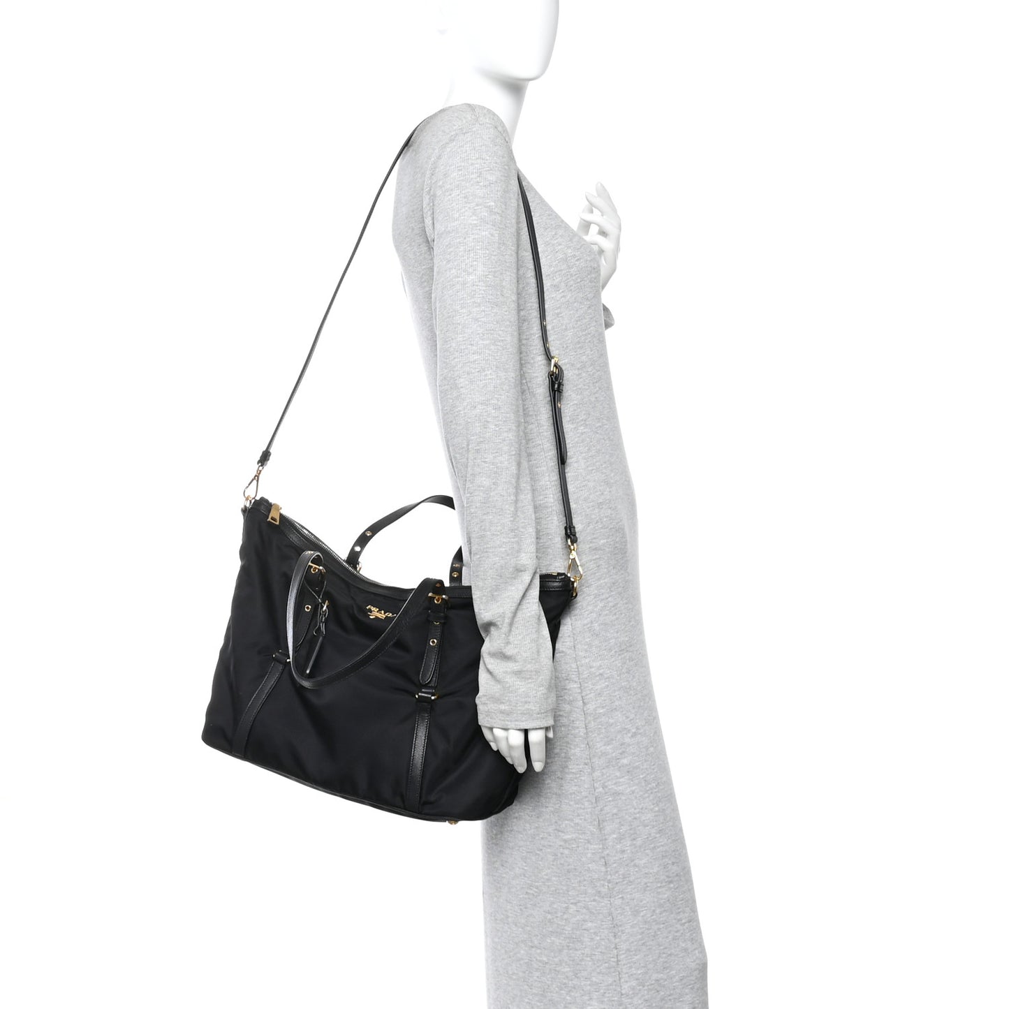 Tessuto Nylon Saffiano Tote Black