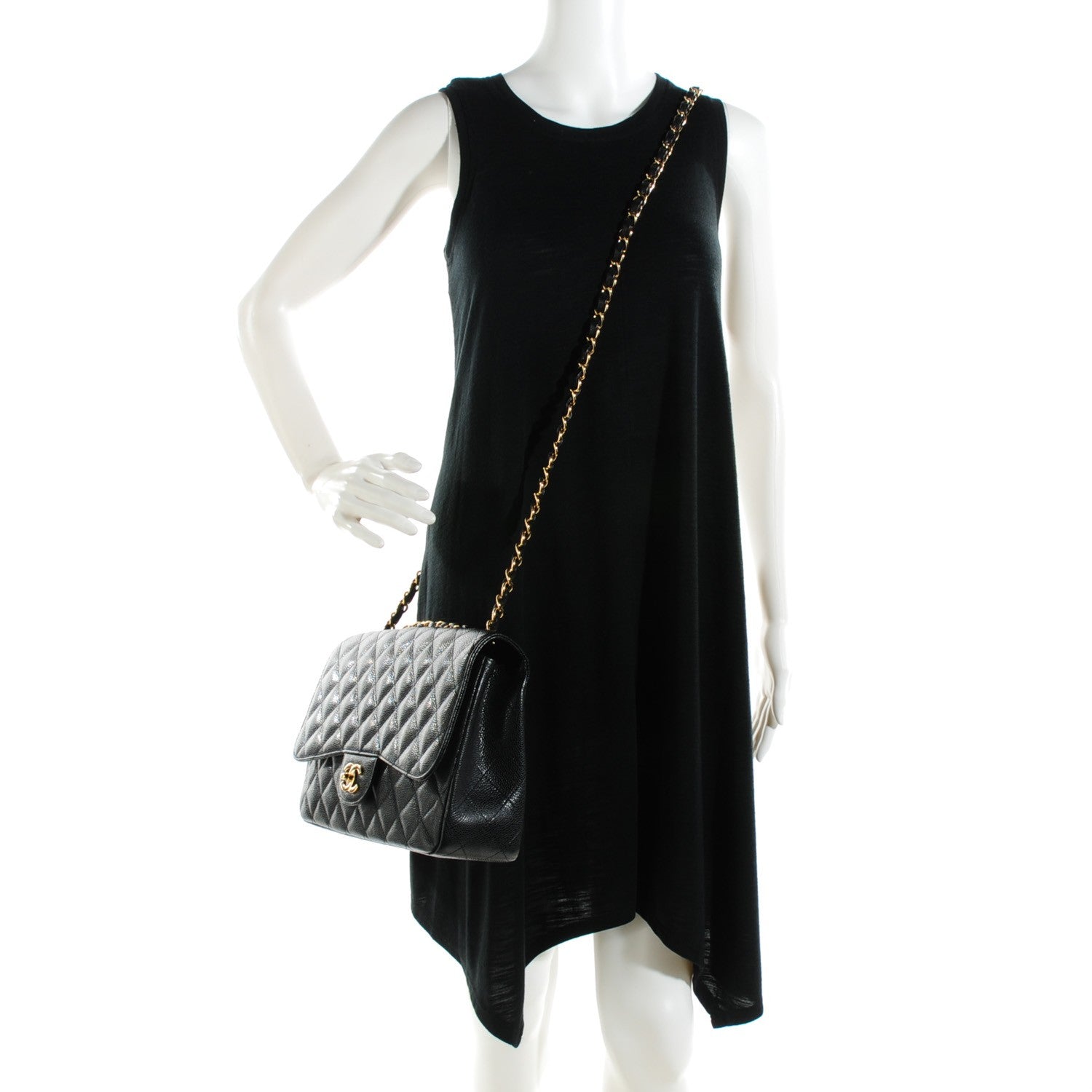 Chanel Caviar Quilted Jumbo Single Flap Black 2 of 7