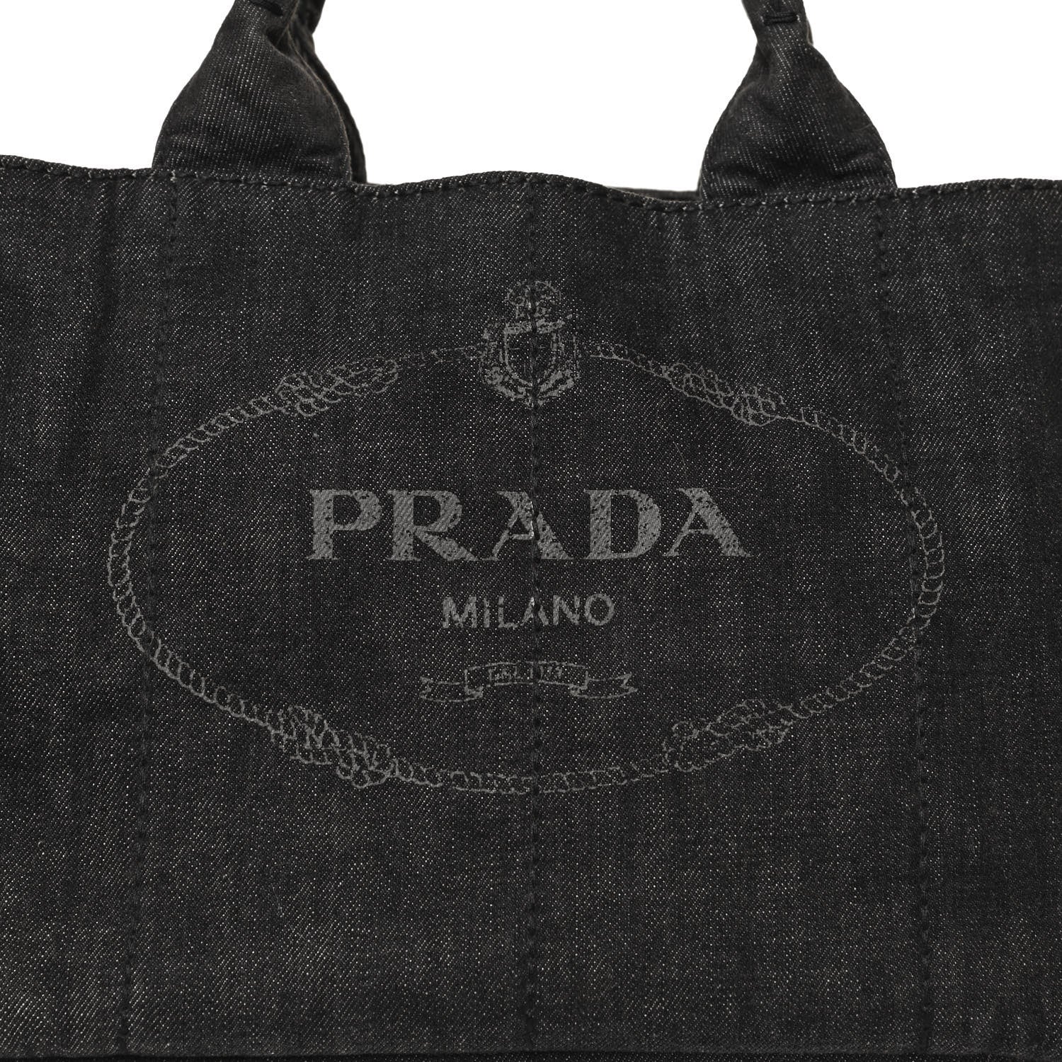 Prada Denim Logo Tote Black 8 of 10