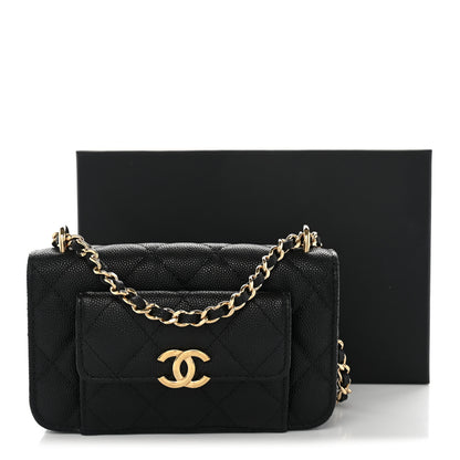 Chanel Caviar Quilted Pocket Twins Clutch With Chain Black 12 of 12