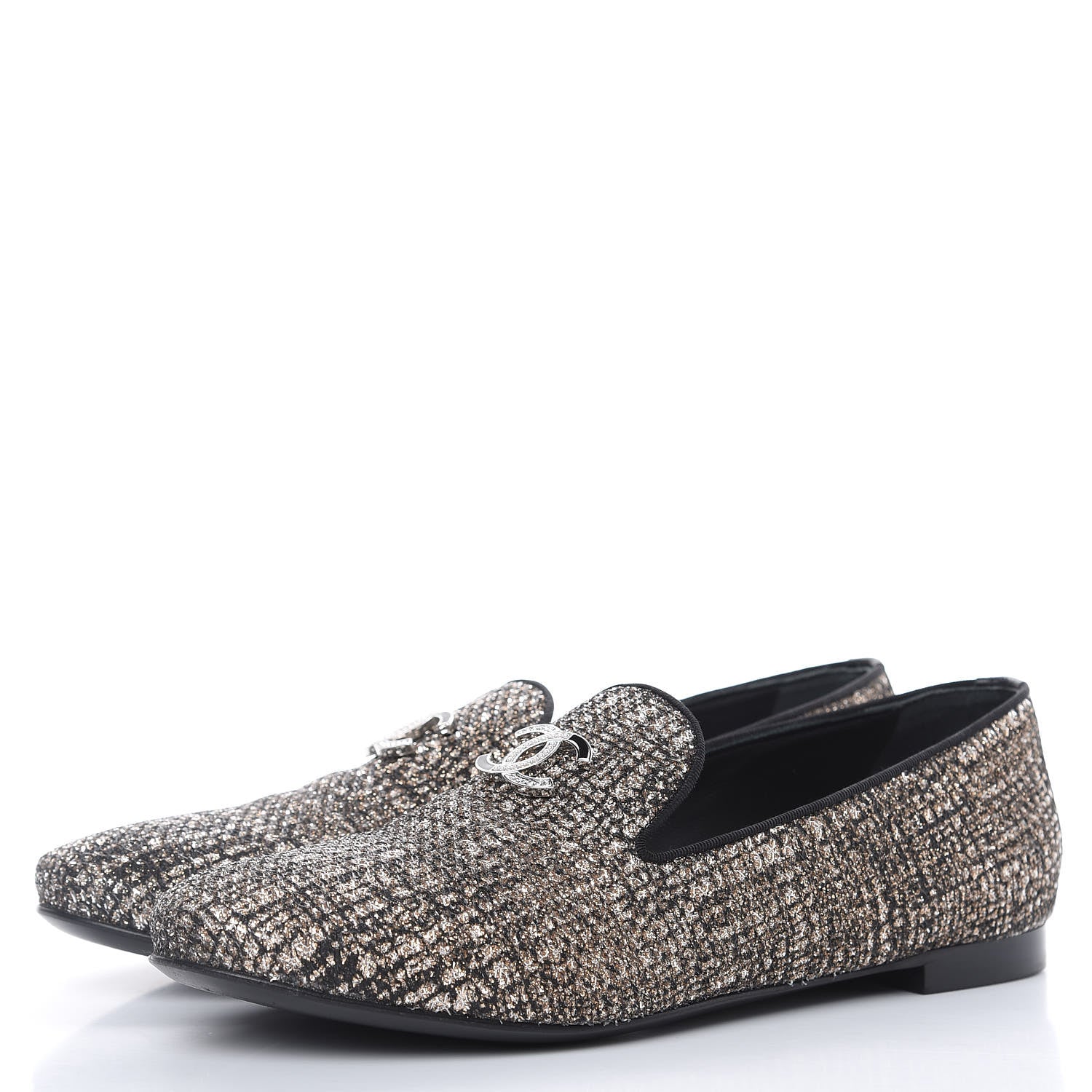 Chanel Fantasy Tweed CC Mocassin Loafers 38.5 Pink Black 3 of 11