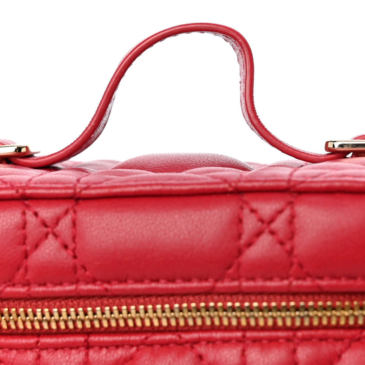 Lambskin Cannage Micro Lady Dior Vanity Case Red