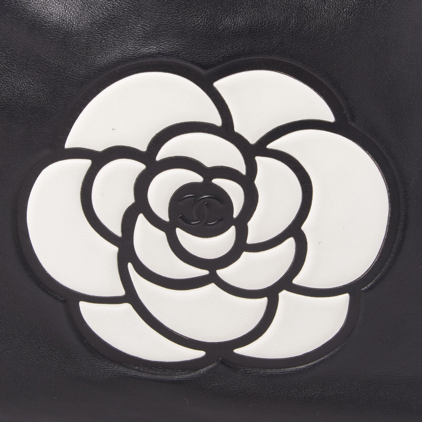 Lambskin Camellia Tote Black