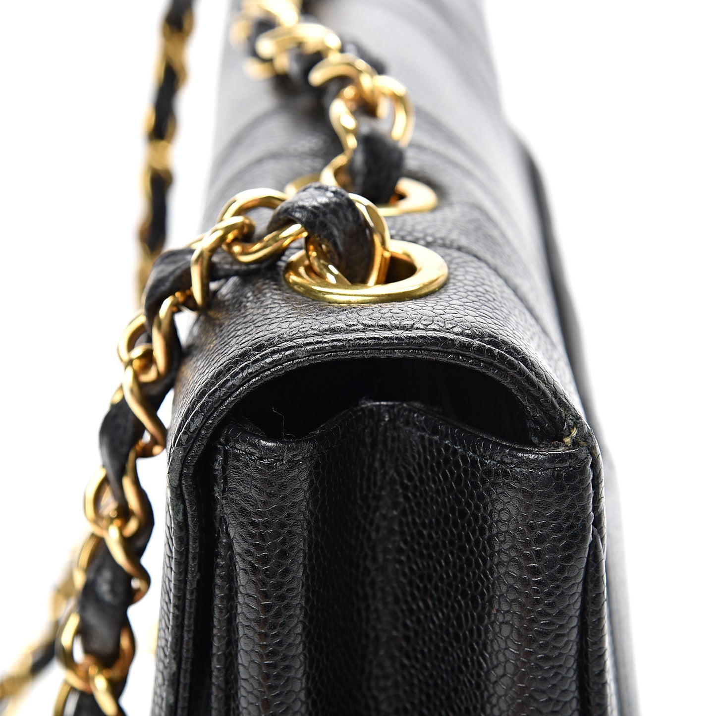 Caviar Vertical Quilted Jumbo Single Flap Black