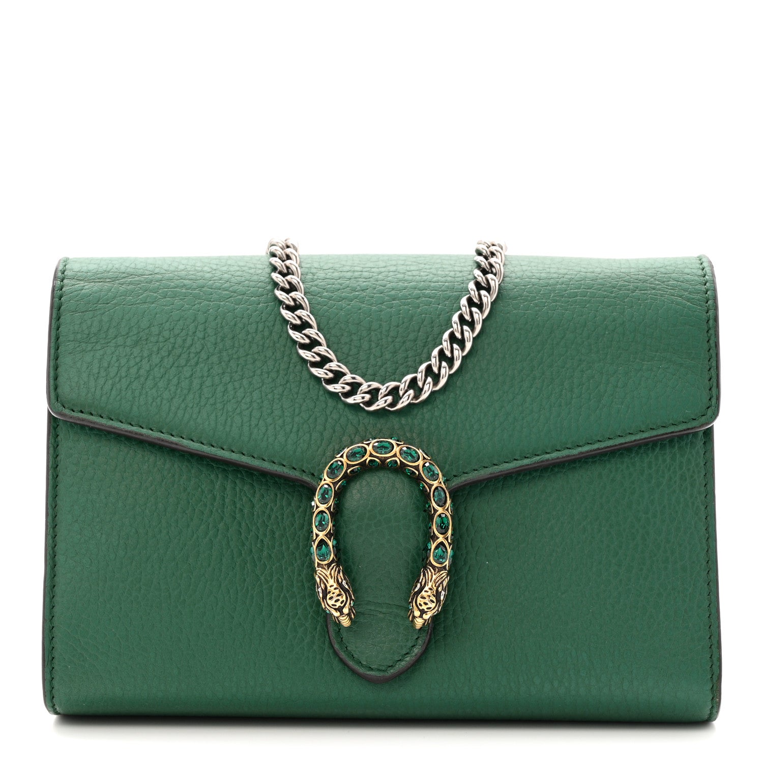 Gucci Calfskin Mini Dionysus Chain Wallet Emerald 1 of 14