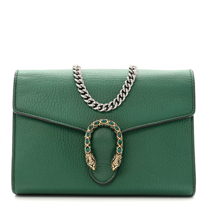 Gucci Calfskin Mini Dionysus Chain Wallet Emerald 1 of 14