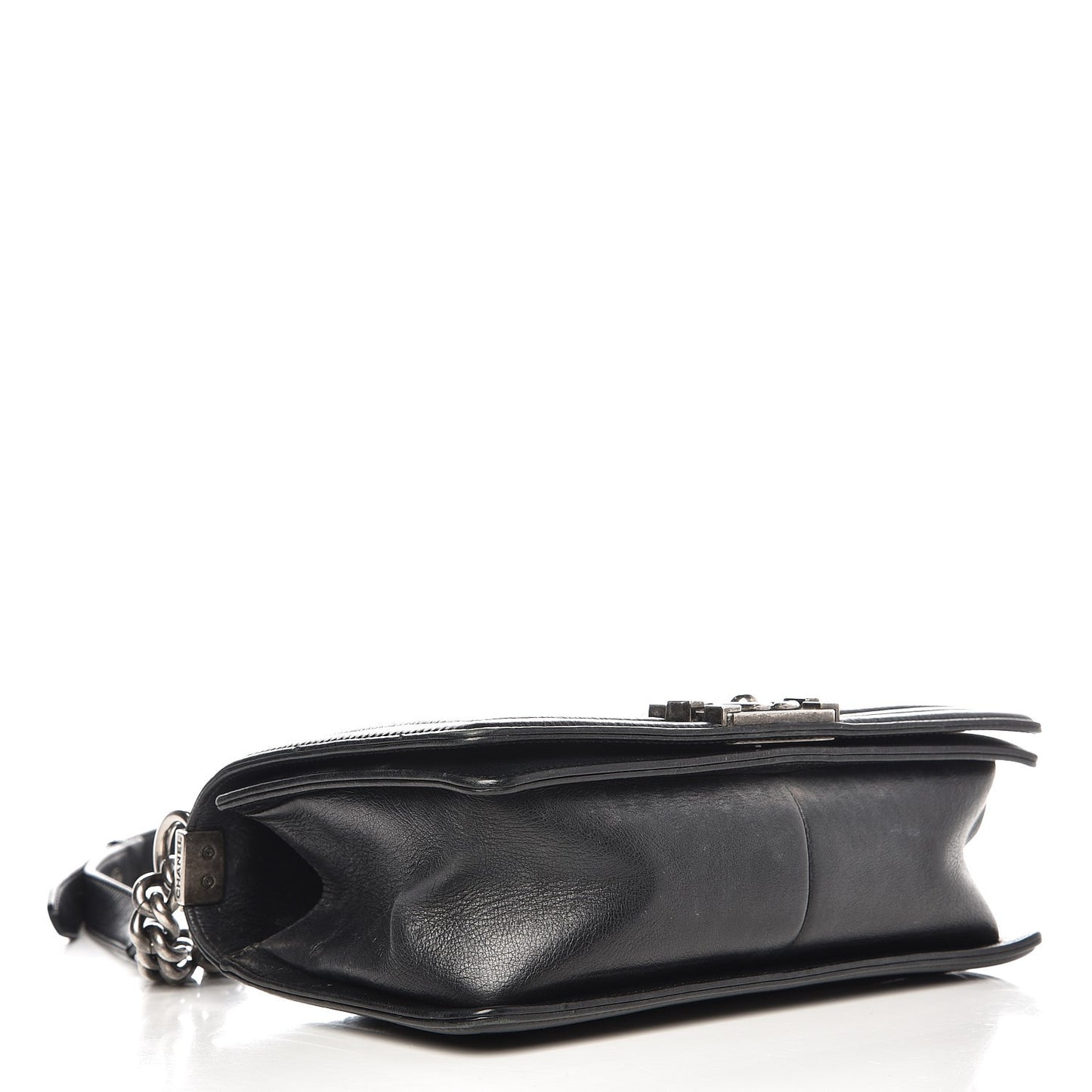 Calfskin Double Stitch Medium Boy Flap Black