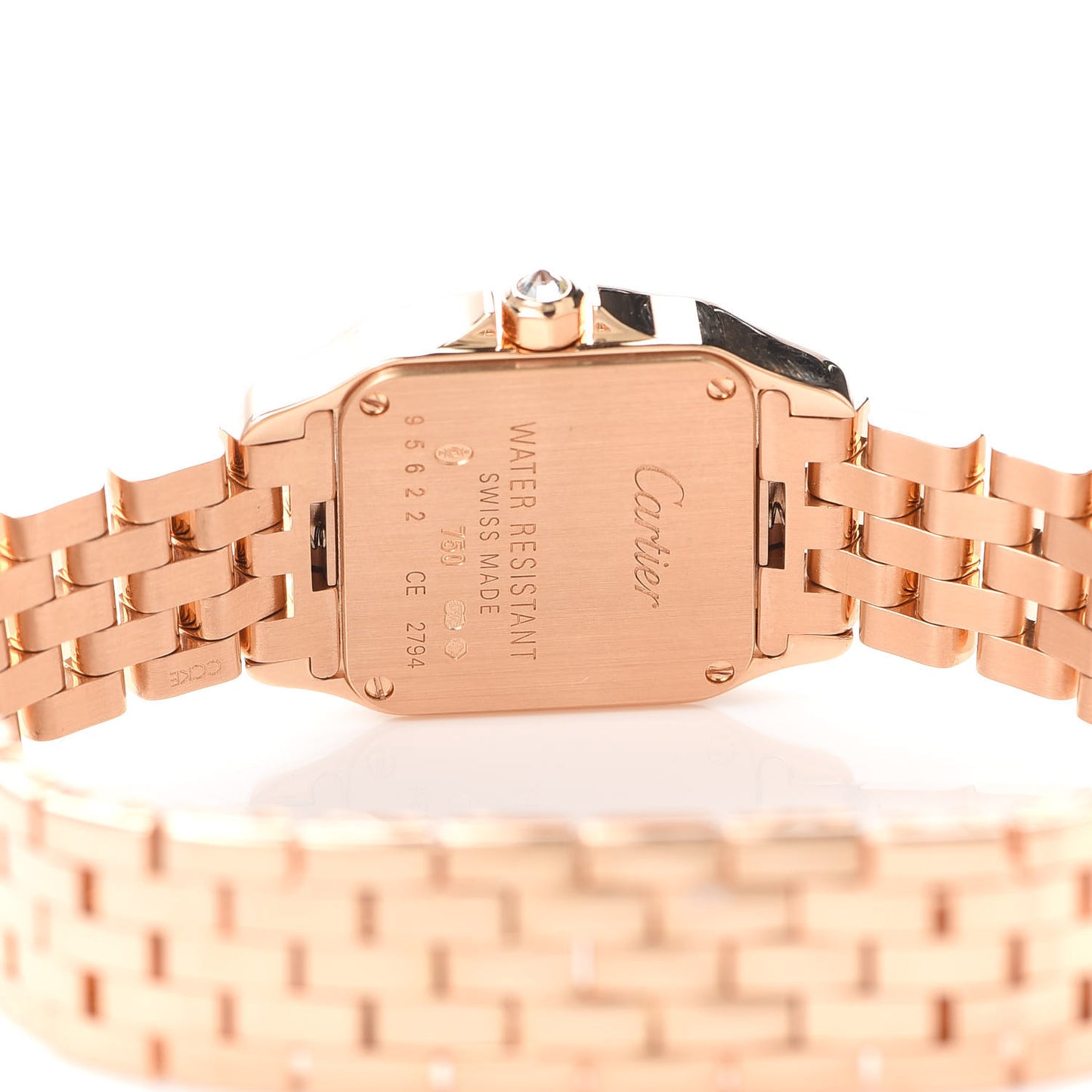 18K Pink Gold Diamond Bezel 20mm Santos Demoiselle Quartz Watch