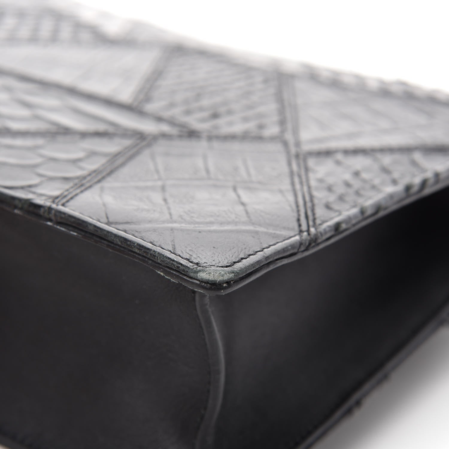 Saint Laurent Calfskin Crocodile Embossed Medium Betty Black 8 of 11