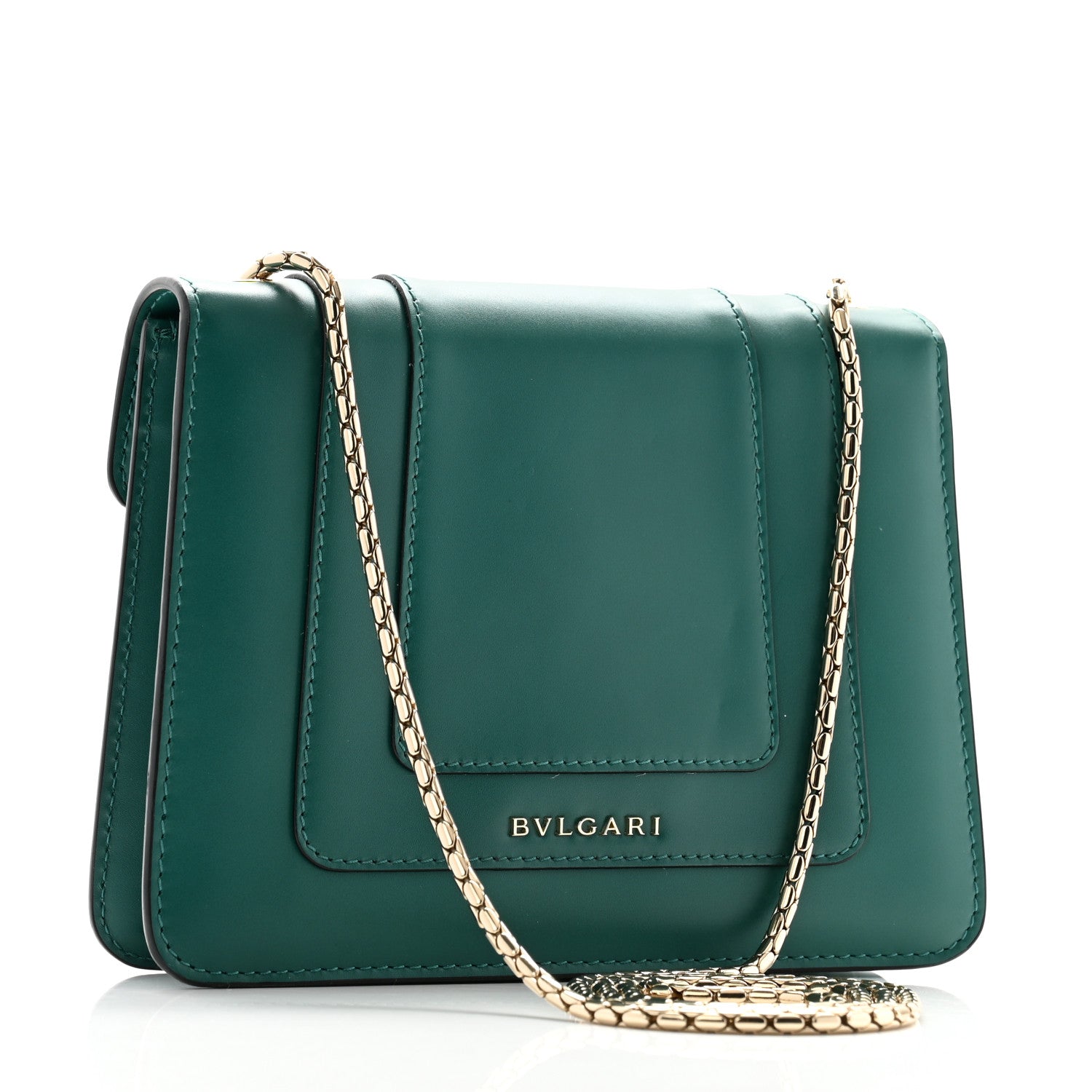 Bulgari Calfskin Small Serpenti Forever Snake Strap Crossbody Bag Emerald Green 4 of 11