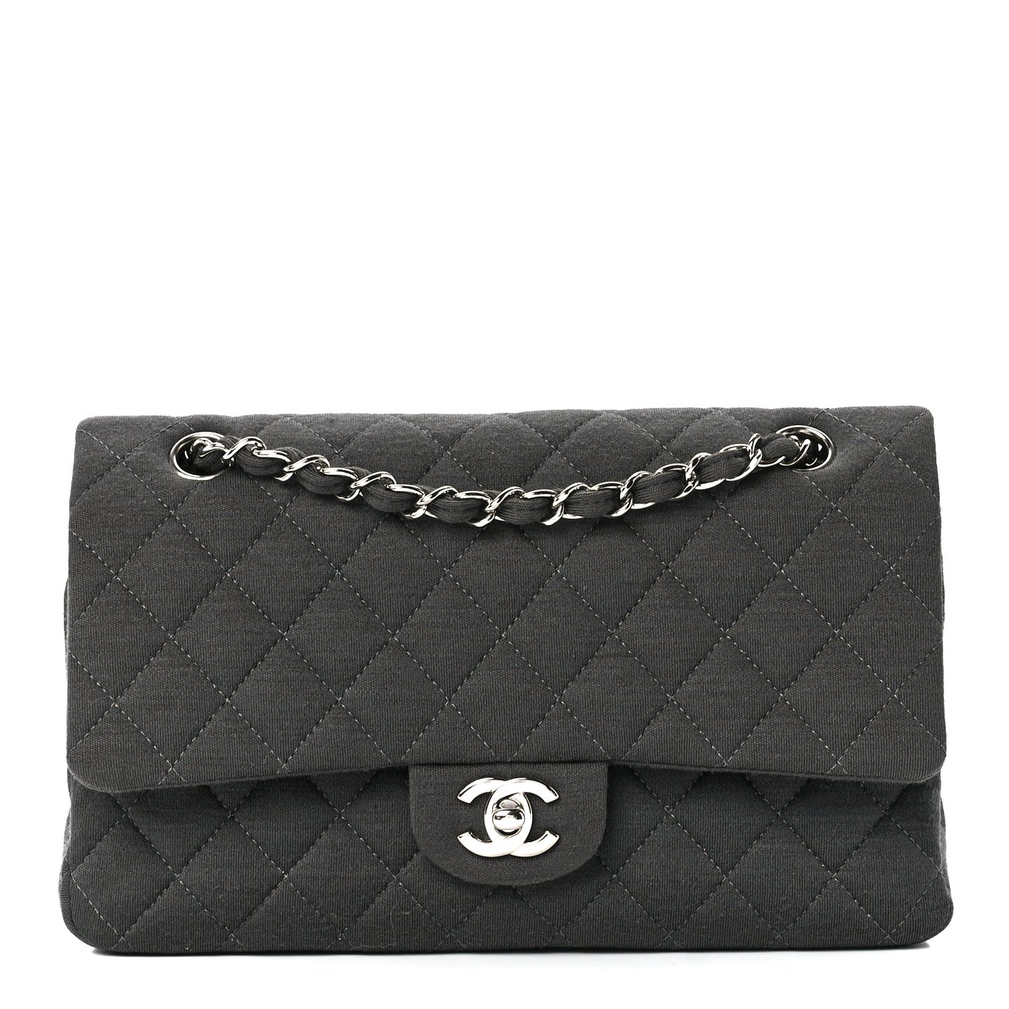 Jersey Quilted Medium Double Flap Grey