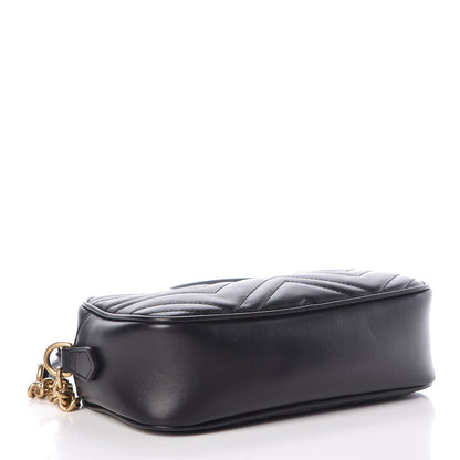 Gucci Calfskin Matelasse Small GG Marmont Chain Shoulder Bag Black 4 of 9