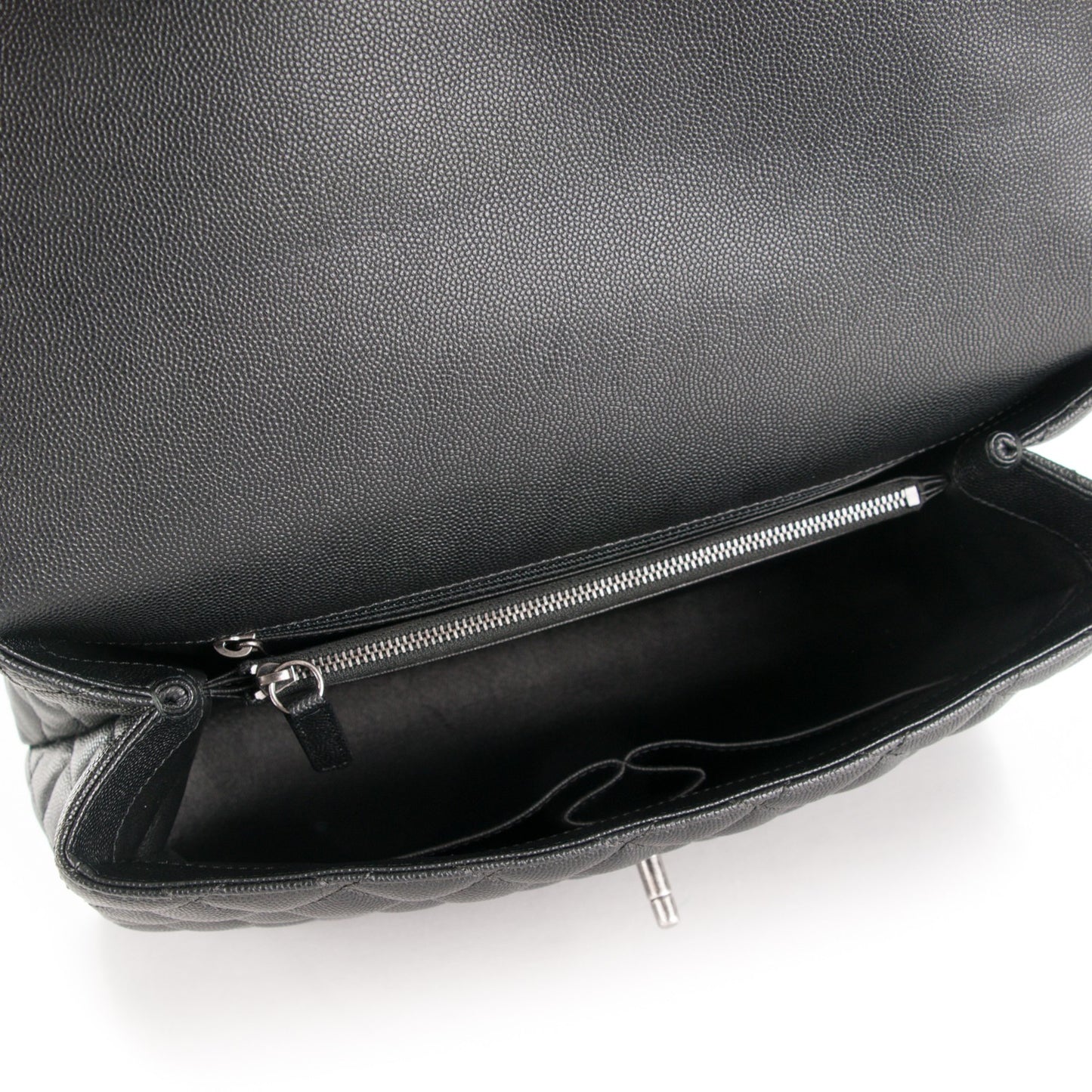 Caviar Lizard Quilted Medium Coco Handle Flap Black