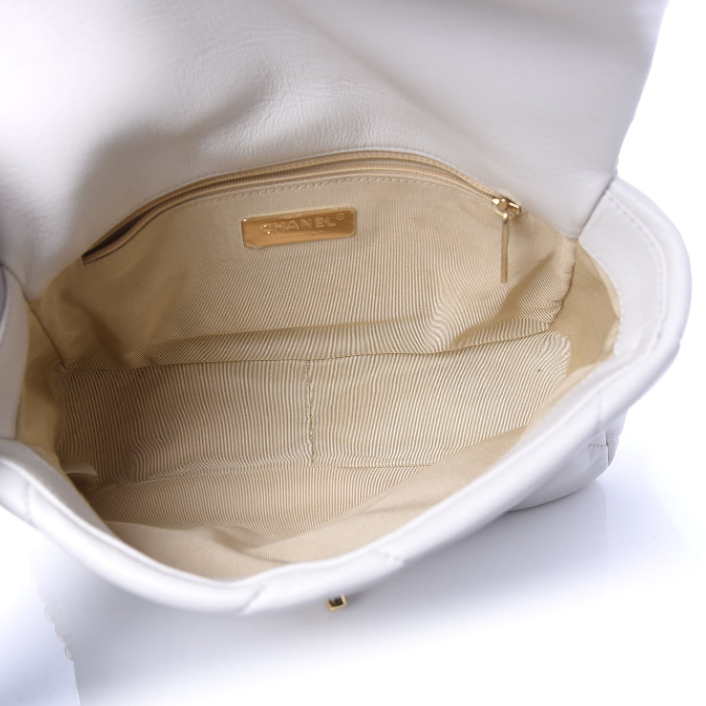 Goatskin Quilted Medium 19 Flap White