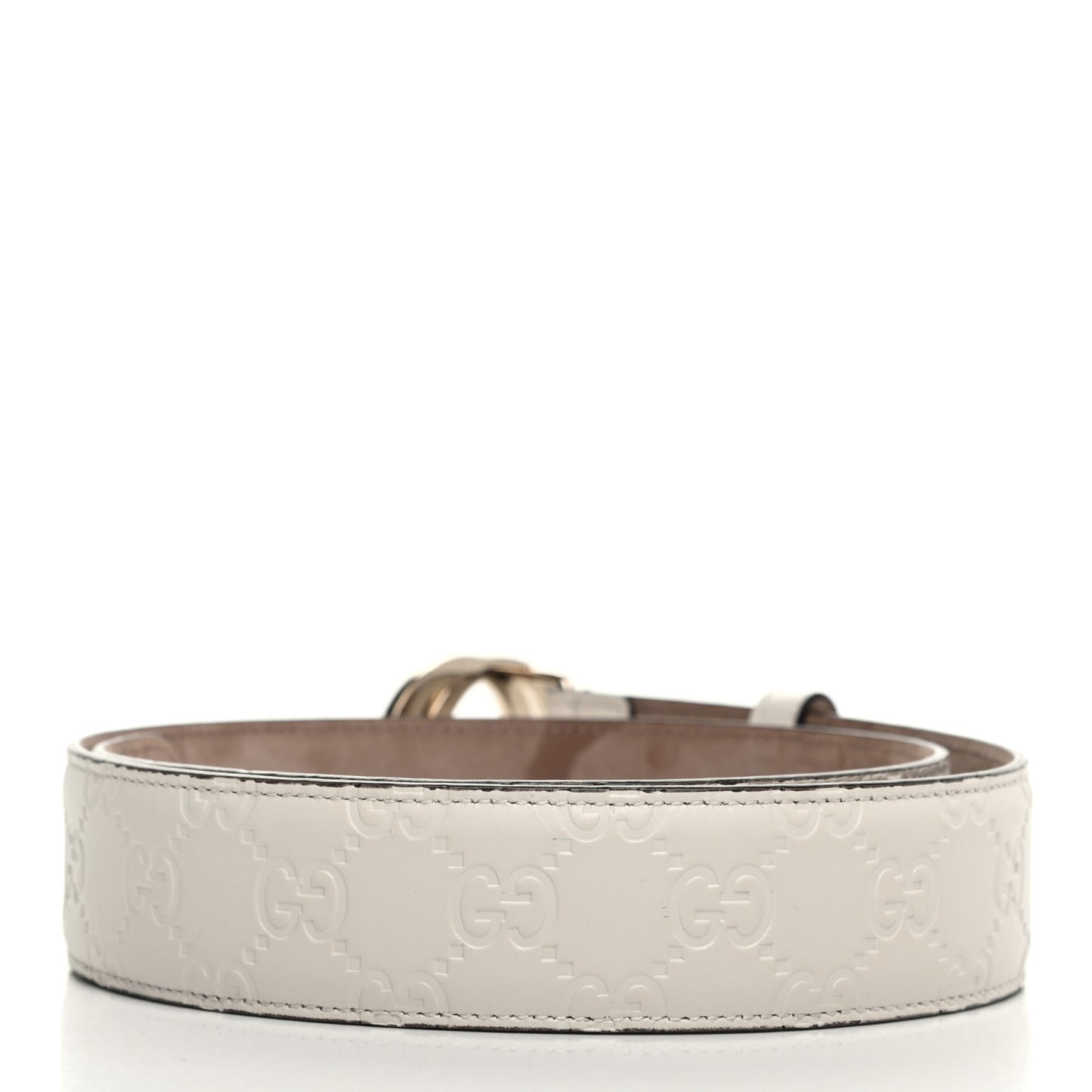 Guccissima Signature Interlocking G 37mm Belt 80 32 Mystic White