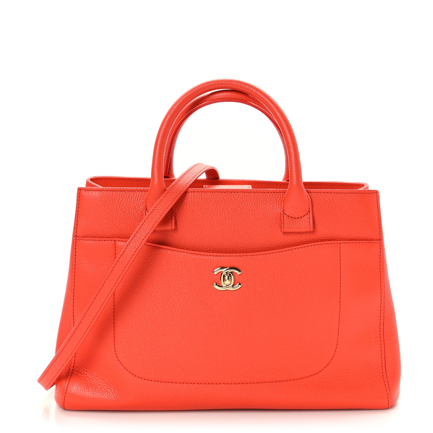Chanel Grained Calfskin Small Neo Executive Shopper Tote Red 1 of 9
