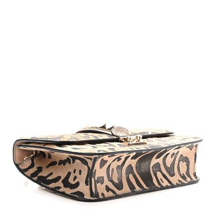 Valentino Garavani Calf Hair Leopard Print Medium Glam Lock Rockstud Flap Blush 3 of 8