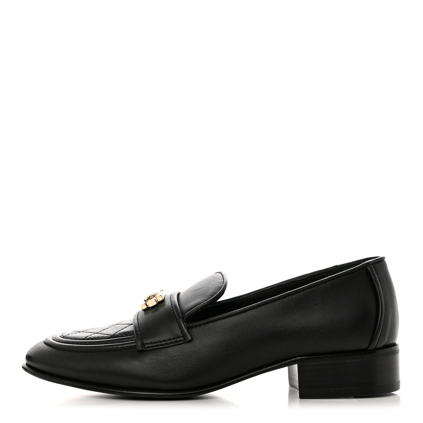 Lambskin Quilted Boy Loafers 38 Black