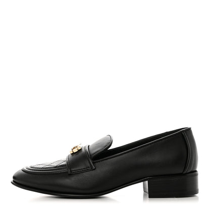 Chanel Lambskin Quilted Boy Loafers 38 Black 1 of 12