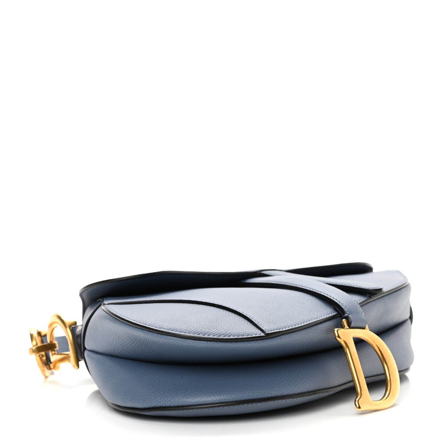 Grained Calfskin Saddle Bag Denim Blue