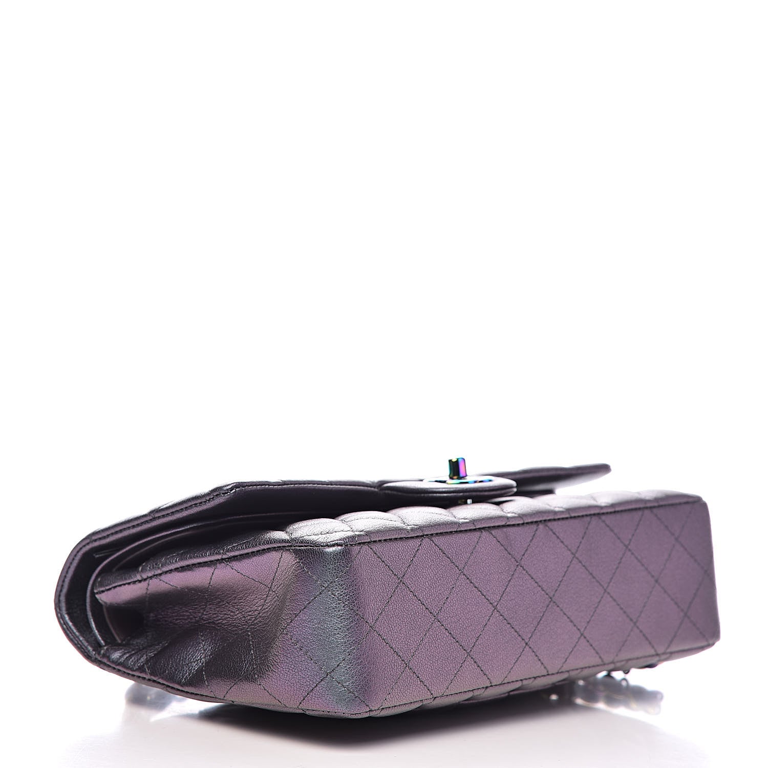 Chanel Iridescent Goatskin Quilted Medium Double Flap Purple 4 of 13
