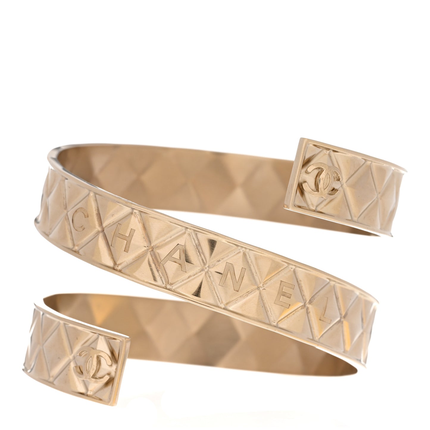 Quilted Logo Twist Bangle S Gold