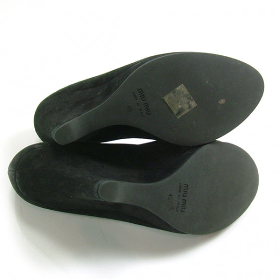 Suede Peep Toe Wedges 40 Black