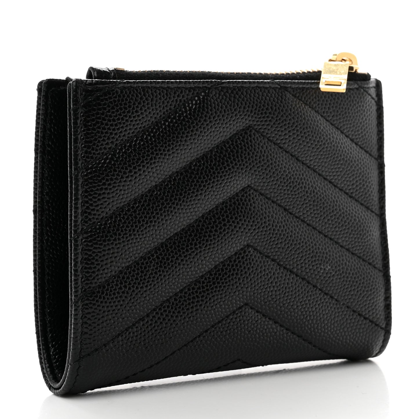 Grain De Poudre Matelasse Chevron Monogram Zipped Card Case Black