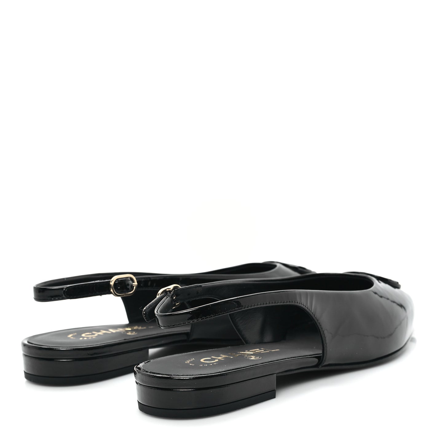 Patent Heart CC Slingback Flats 37.5 Black