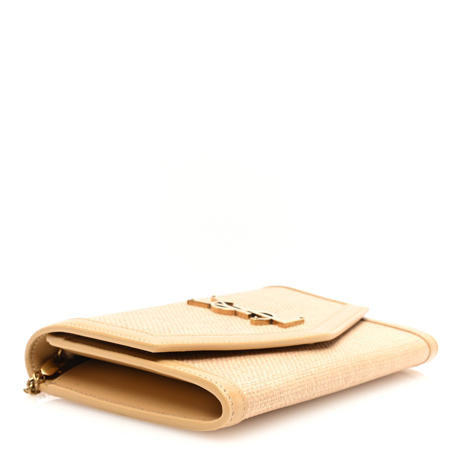 Saint Laurent Micro Raffia Monogram Uptown Chain Wallet Natural Hay Blush 5 of 11