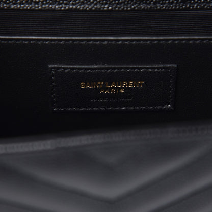 Saint Laurent Grain De Poudre Matelasse Chevron Medium Monogram Satchel Black 7 of 9