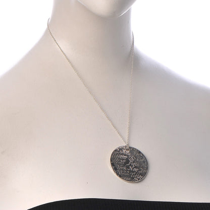 Tiffany Sterling Silver Notes New York 5th Avenue Round Large Pendant Necklace 2 of 7