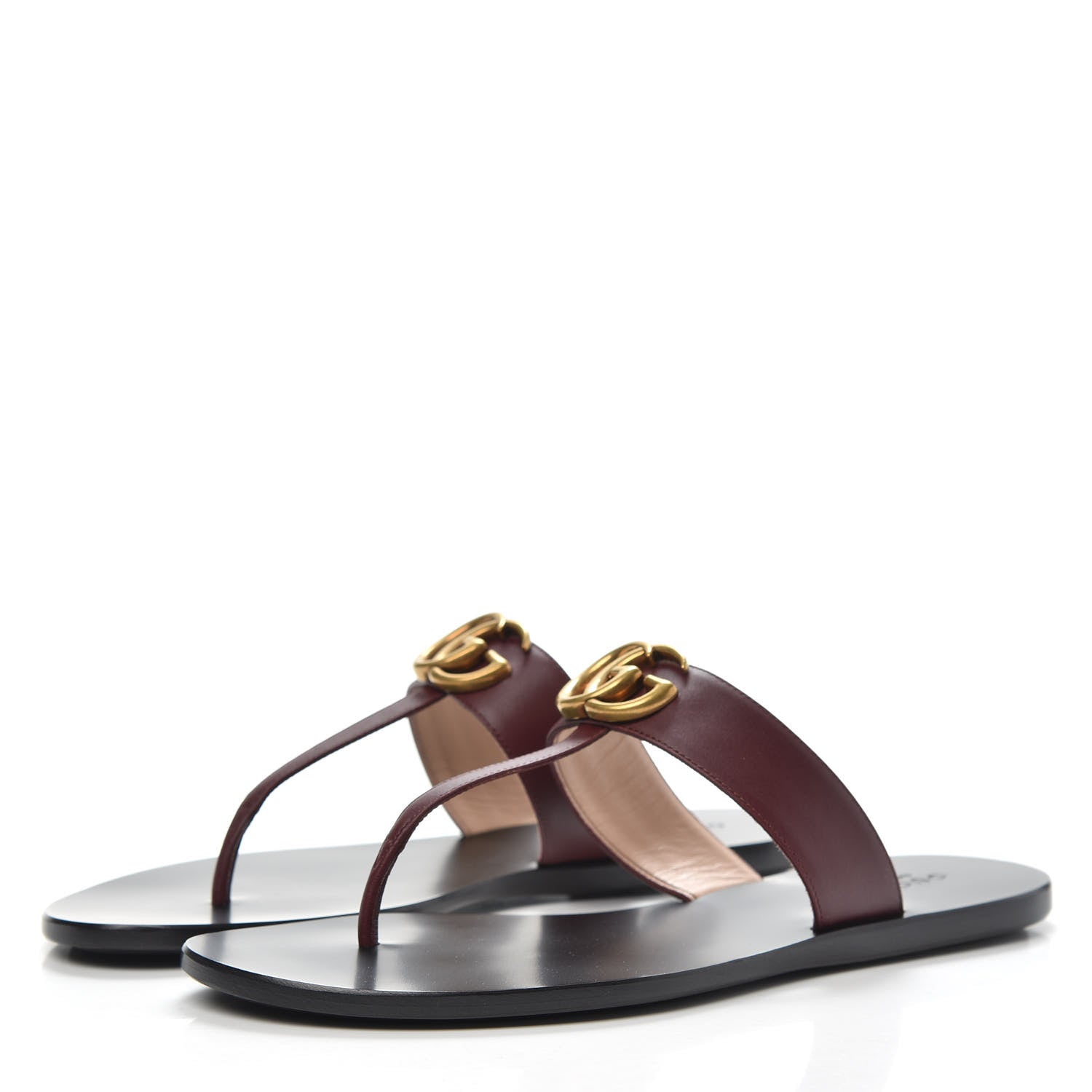 Gucci Calfskin GG Marmont Thong Sandals 38 Vintage Bordeaux 3 of 8