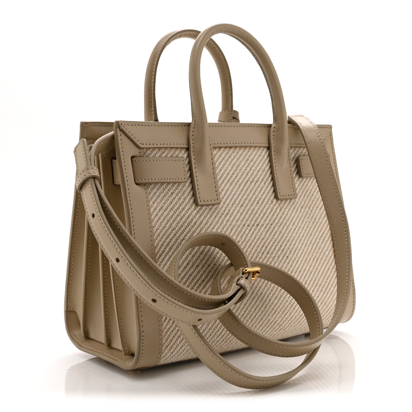 Smooth Calfskin Canvas Nano Sac de Jour Beige