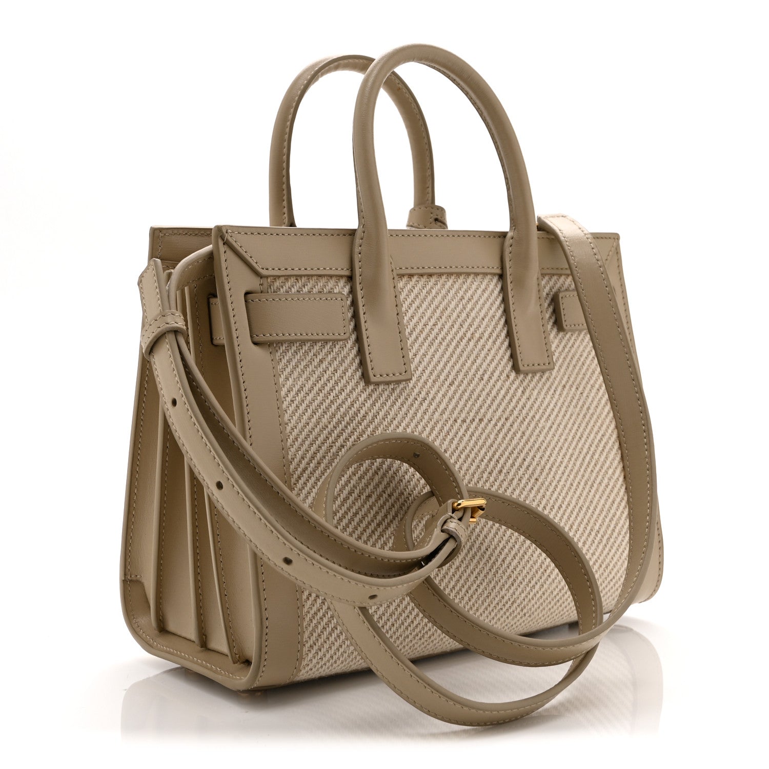 Saint Laurent Smooth Calfskin Canvas Nano Sac de Jour Beige 3 of 10