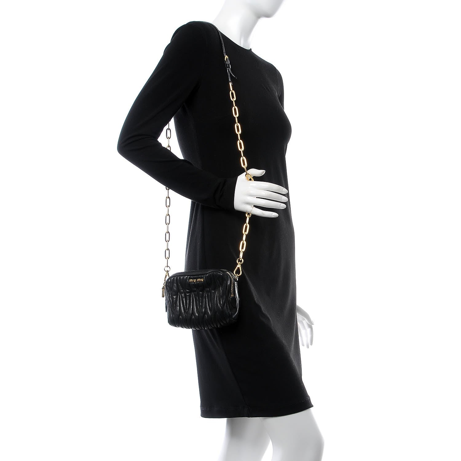 Miu Miu Nappa Matelasse Chain Crossbody Black 2 of 16