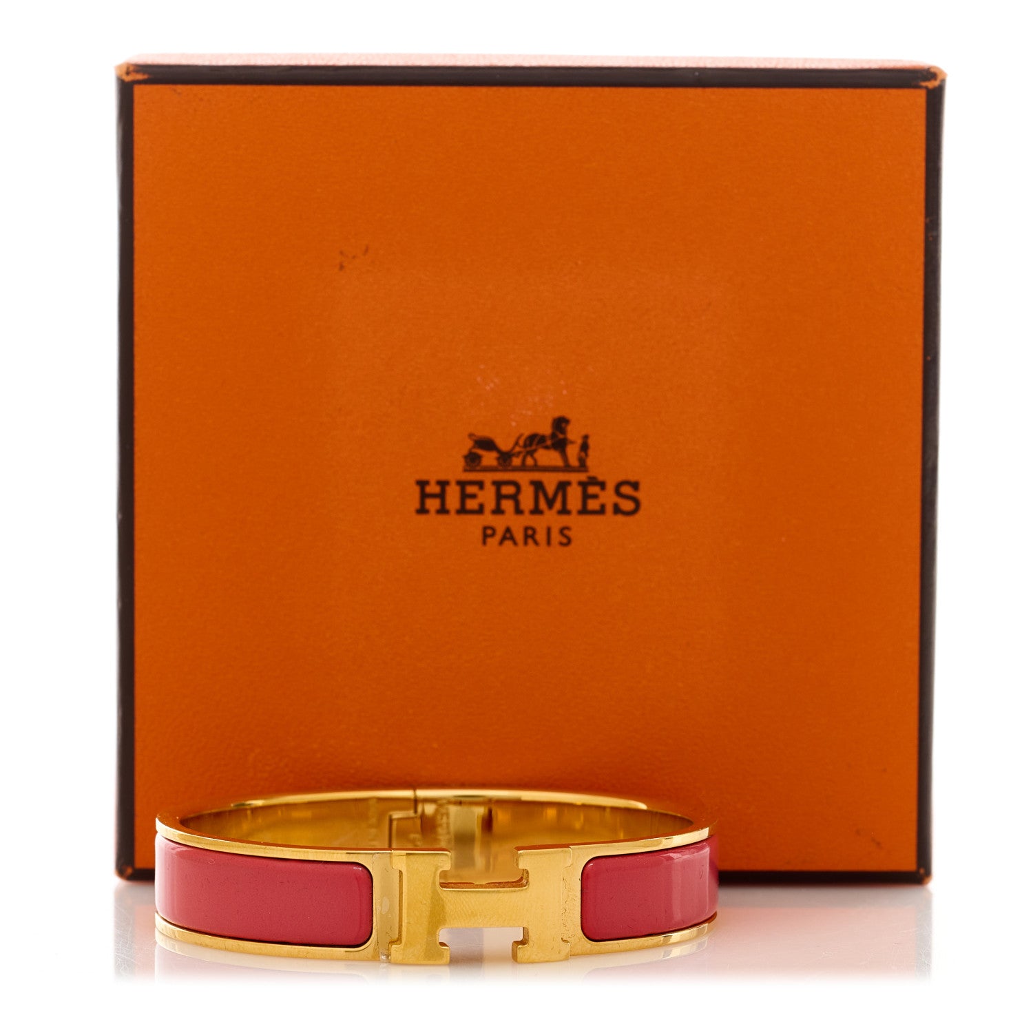 Hermes Enamel Narrow Clic Clac H Bracelet GM Rouge Corail 4 of 4