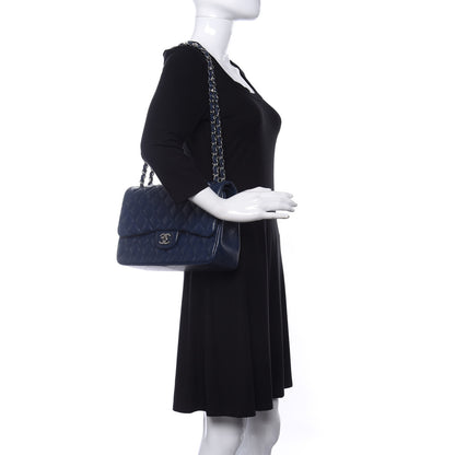Chanel Caviar Quilted Jumbo Double Flap Navy Blue 2 of 12