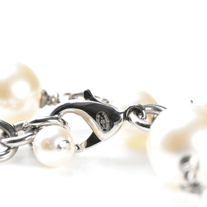 Chanel Crystal Pearl CC Long Necklace Silver 5 of 6