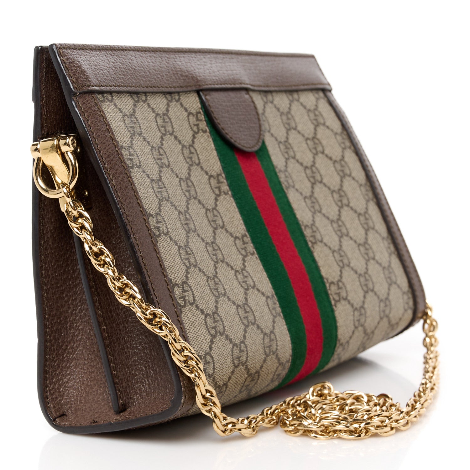 Gucci GG Supreme Monogram Web Small Ophidia Chain Shoulder Bag Brown 3 of 12