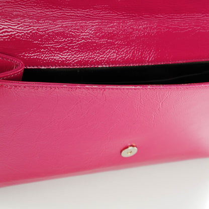 Saint Laurent Textured Patent Monogram Large Belle De Jour Clutch Fuchsia 11 of 11