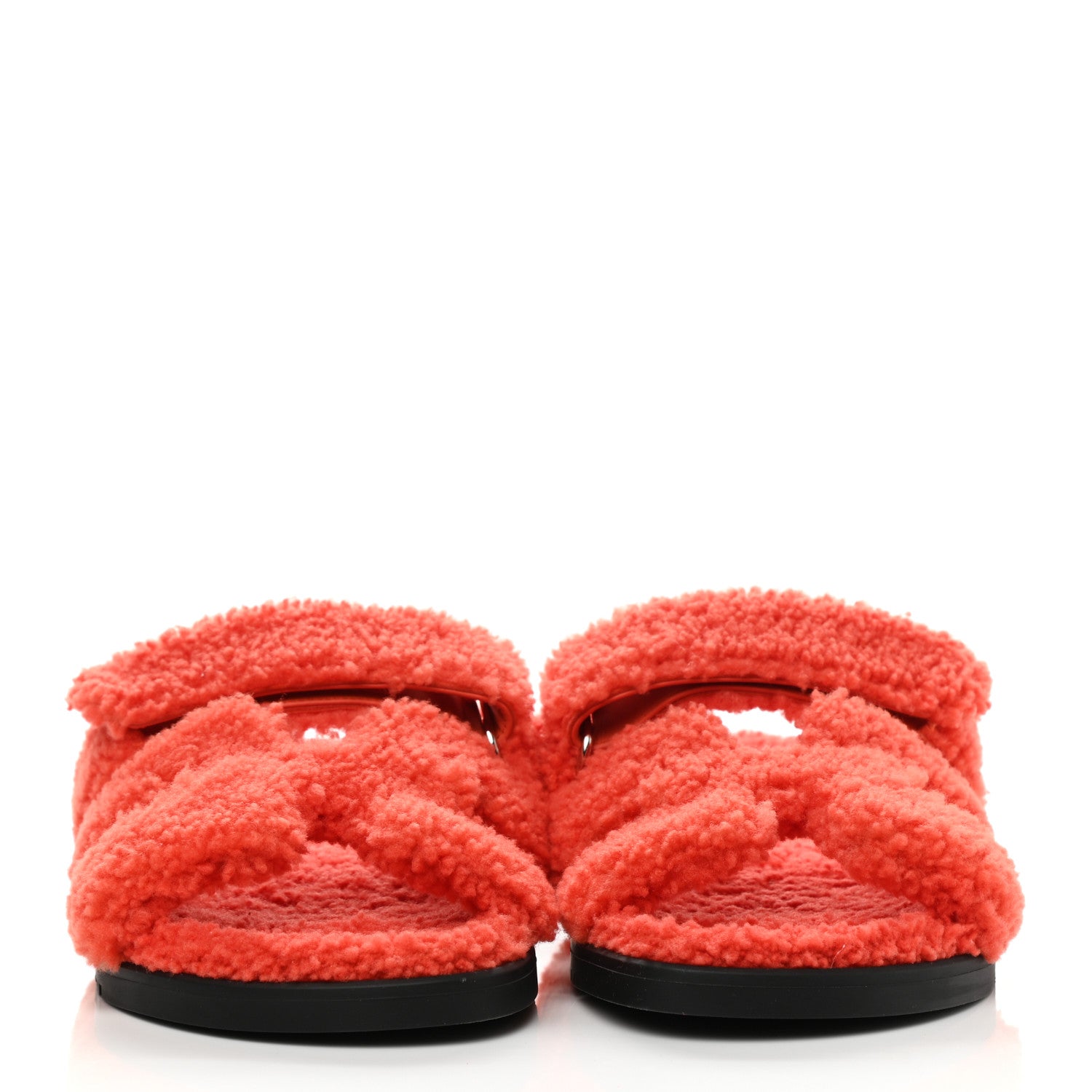 Hermes Woolskin Womens Chypre Sandals 37.5 Orange 2 of 8
