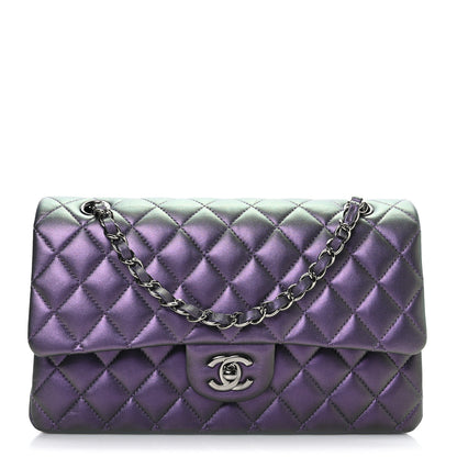 Chanel Iridescent Lambskin Quilted Medium Double Flap Dark Purple 1 of 9