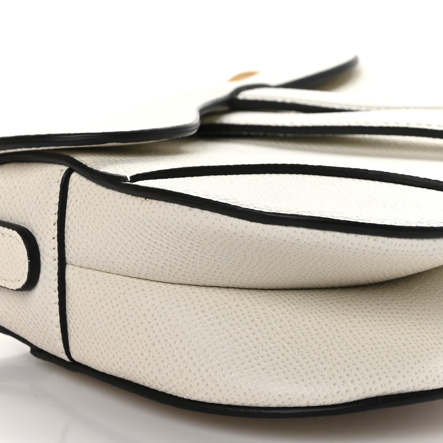 CHRISTIAN DIOR Grained Calfskin Mini Saddle Bag White