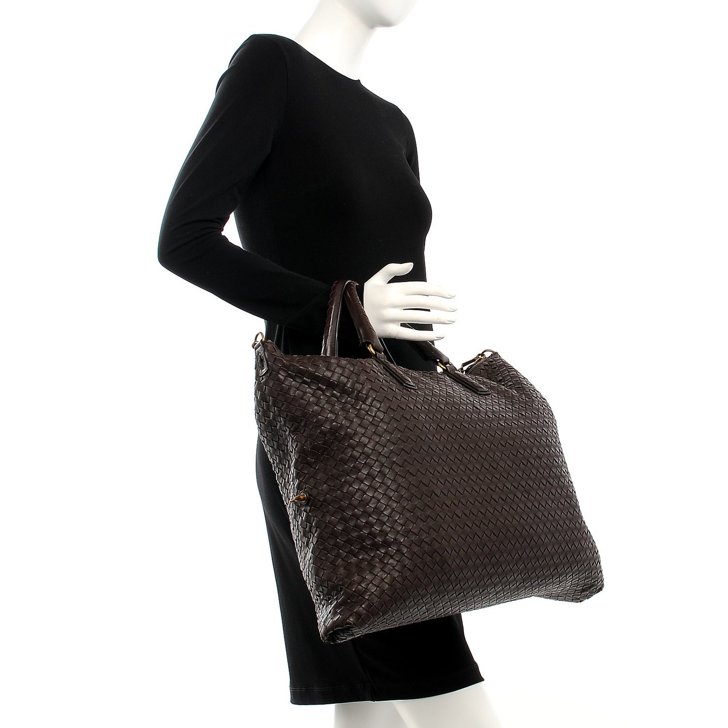 Nappa Intrecciato Maxi Convertible Tote Ebano