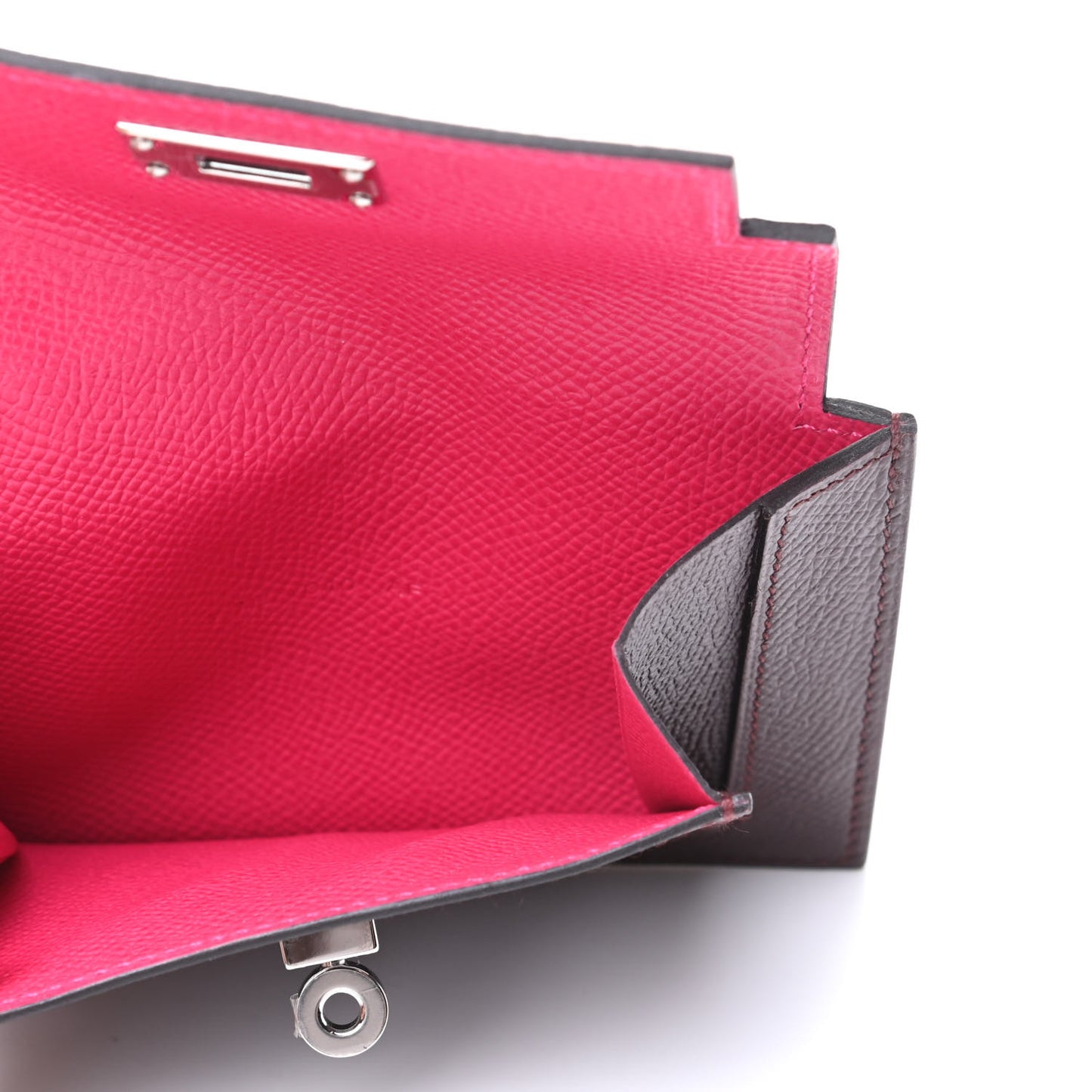 Epsom Kelly Pocket Compact Wallet Rouge Sellier Framboise Rose Shocking