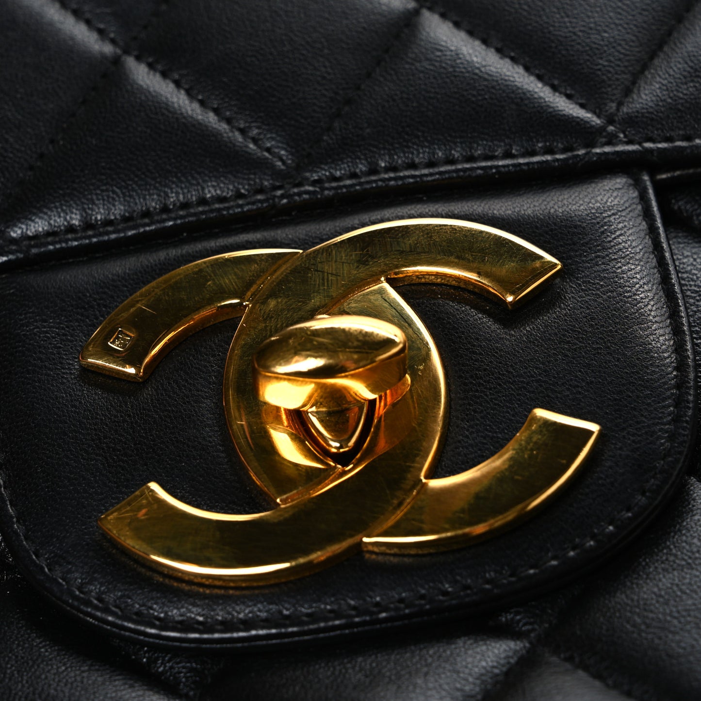 Lambskin Quilted XL Jumbo Single Flap Black