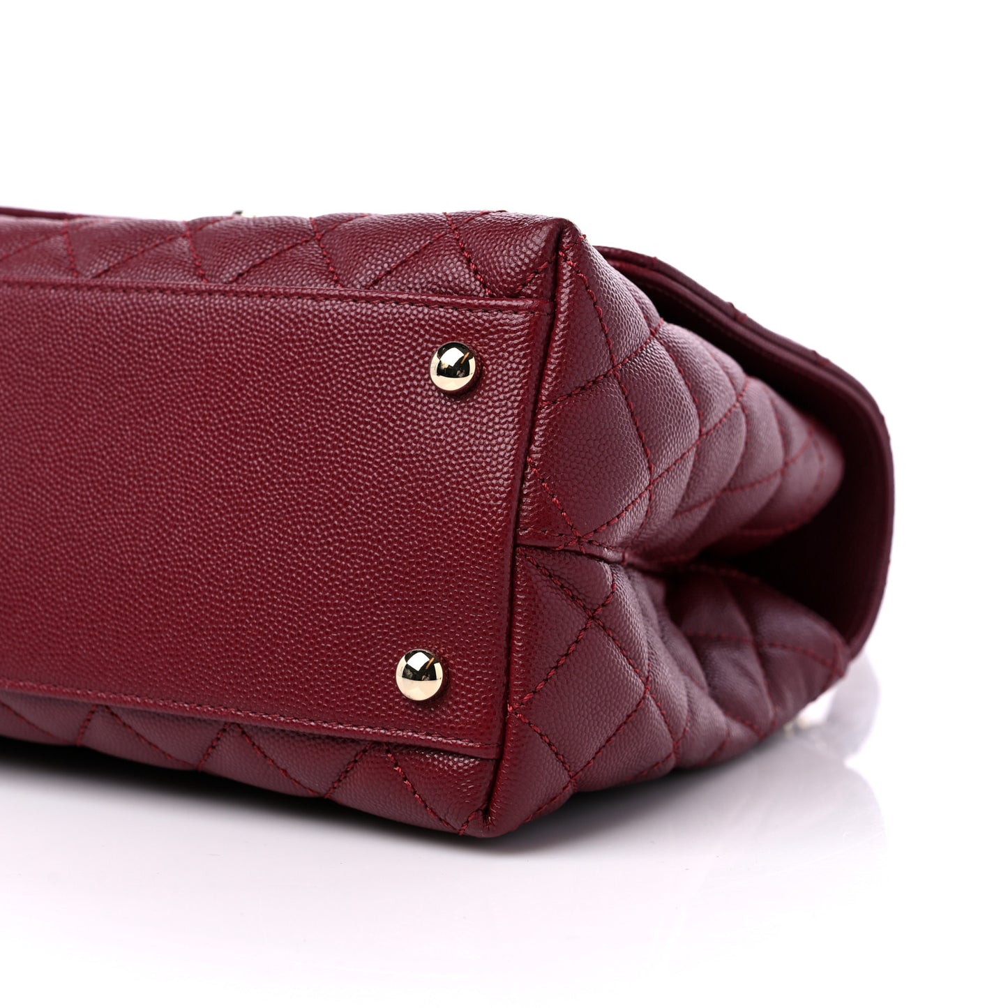 Caviar Lizard Embossed Quilted Small Coco Handle Flap Burgundy