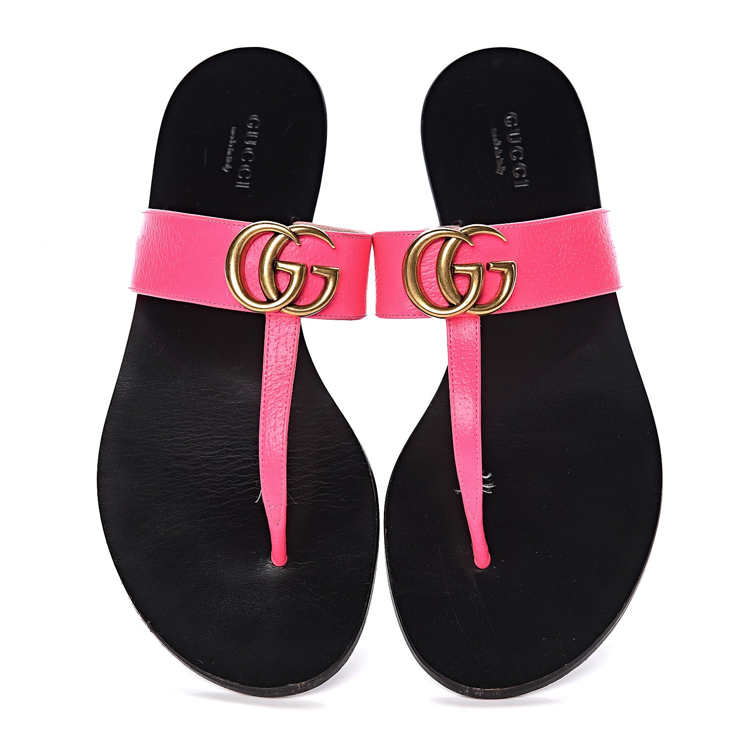 Gucci Calfskin GG Marmont Thong Sandals 38 Fuxia Fluo 8 of 20