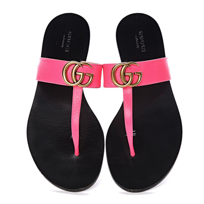 Gucci Calfskin GG Marmont Thong Sandals 38 Fuxia Fluo 8 of 20
